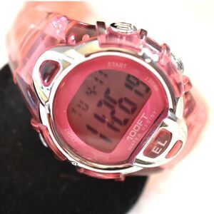 EL Sportswatch FMD Pink Jelly Band Dk Pink Accent Silver Tone Working Watch